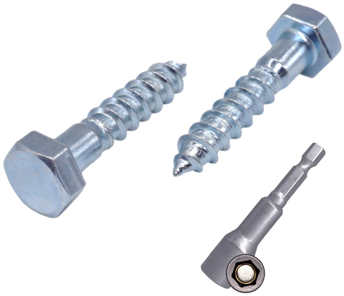 (Pack van 8 stuks) DIN 571 verzinkt staal zeshoek houtschroeven M8 x 40 mm, busschroeven, zeskantschroef, vertragingsbouten, zeskantkop (8, M8 x 40 mm), zilver