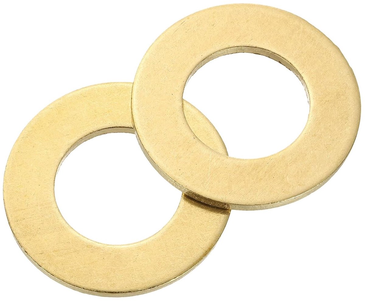 Set van 6 stuks sluitringen, M18 x 34mm x 2mm messing ring bijlagschijven assortiment, platte beveiligingsschijven afdichtingsring metalen schijven voor schroeven bouten moeren