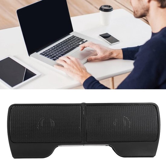 Computerluidsprekers - Monitor Soundbar - Duidelijk Geluid - Schermclip Bevestiging - 14 x 10 x 6 cm - Zwart — afbeelding 2
