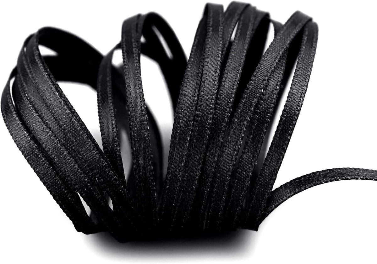 50 m x 3 mm satijnen lint ZWART (613) dubbelzijdig lint van satijn zonder draad zacht en glanzend cadeaulint decoratief lint Double face decoratief lint decoreren koord knutselen