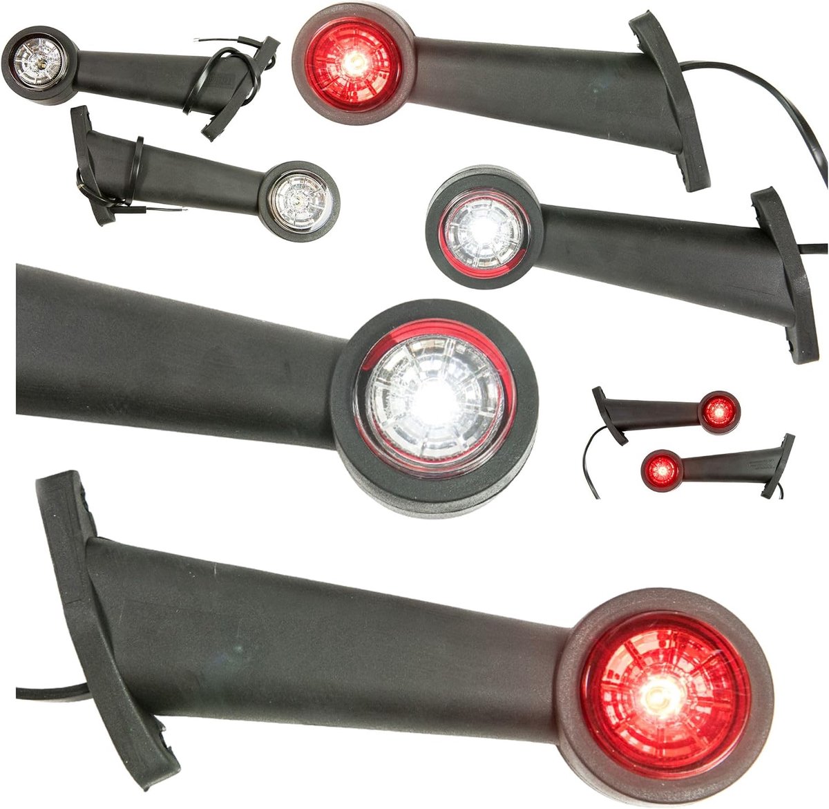 2 x LED rubber zijlicht 12V 24V met goedkeuring E-Caravan positielicht vrachtwagen lamp wit rood schuin lang