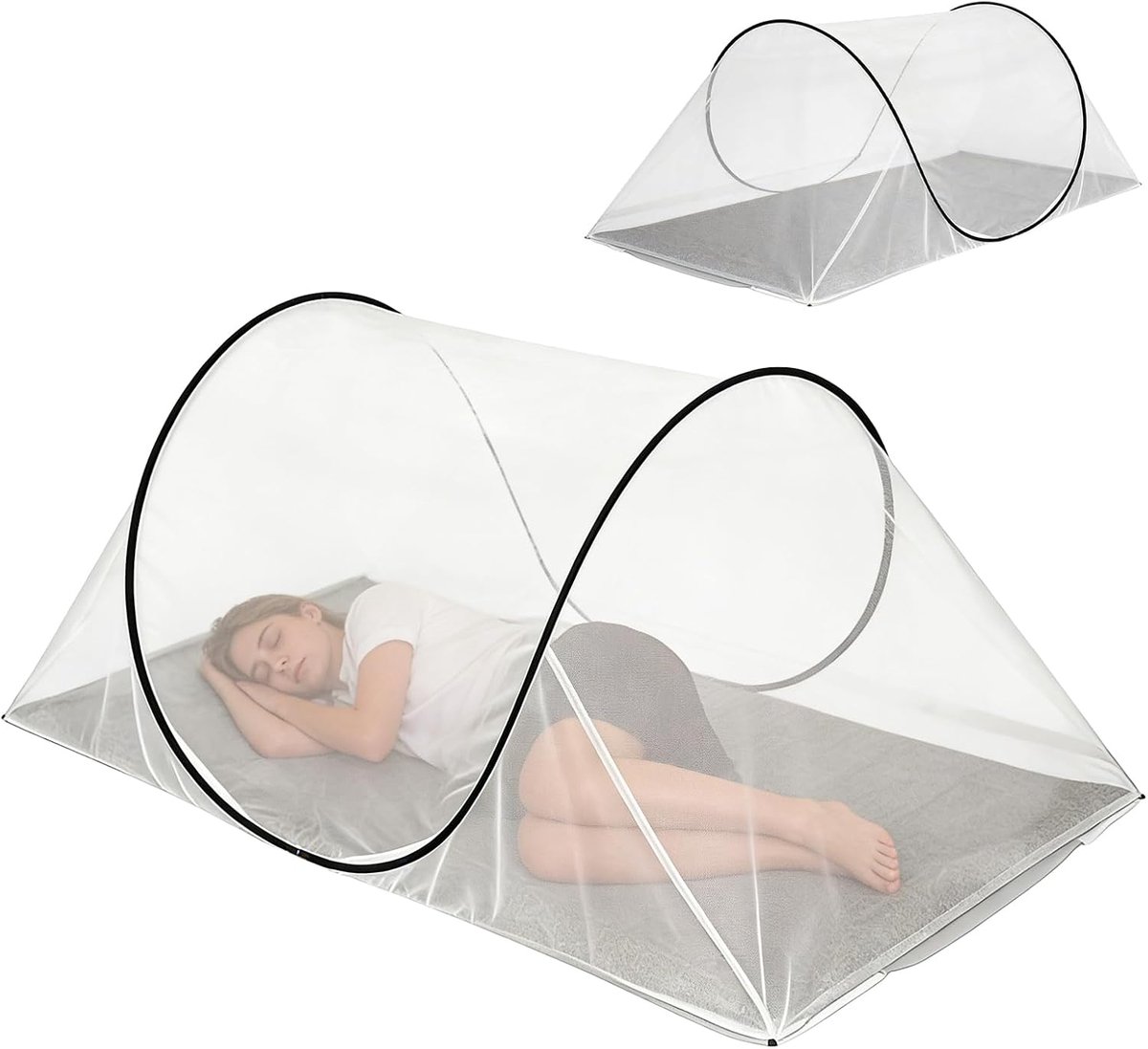 pop-up, opvouwbaar muggennet, 200 x 80 x 56 cm, draagbare insectenbescherming, eenvoudige en snelle installatie, licht muggennet, outdoor, voor onderweg, camping en thuis