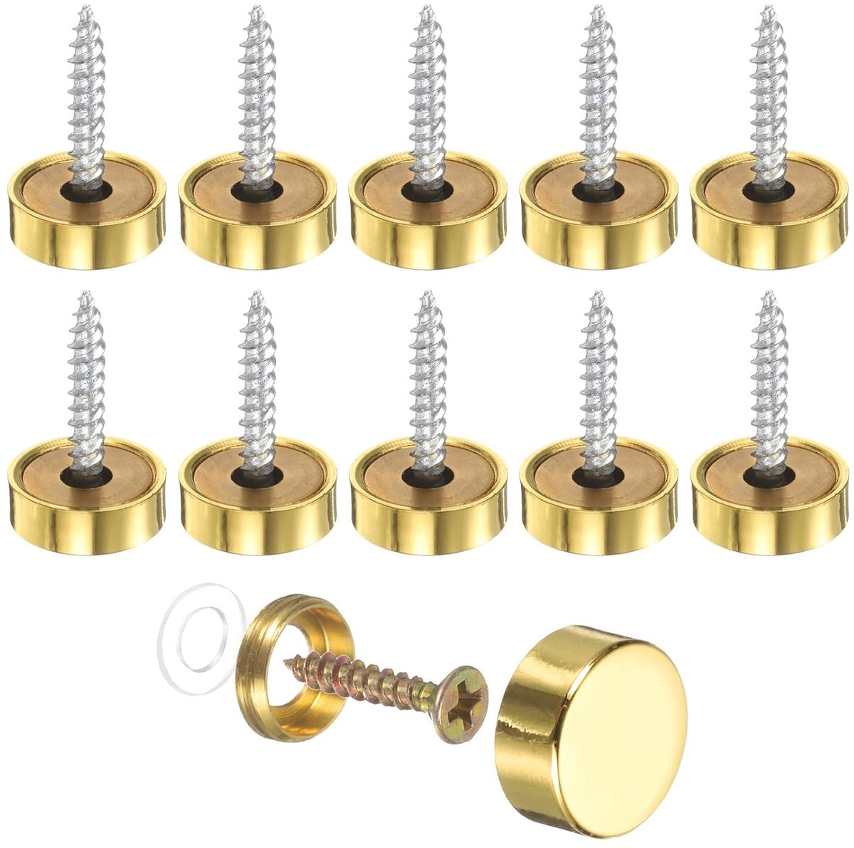 10 stuks schroefdoppen doppen, 14 mm 304 roestvrij staal spiegelschroeven bevestigingsmiddelen spiegelschroeven decoratieve doppen cover nagels voor teken reclame hardware constructie, goud