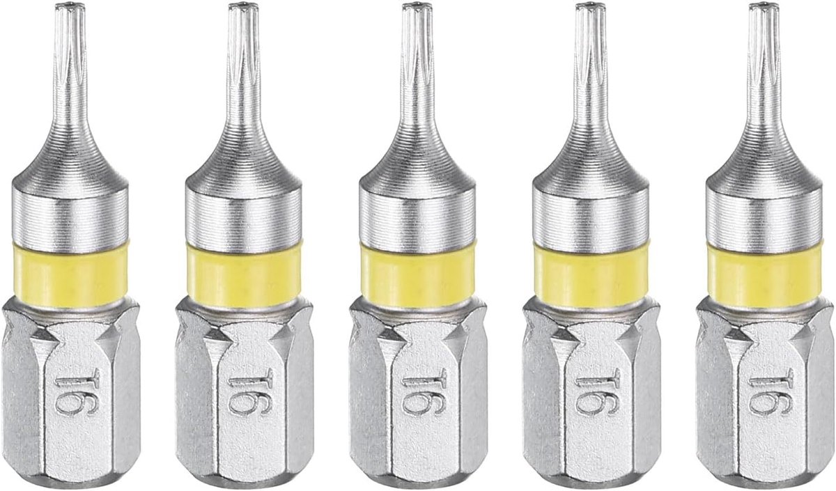 5 stuks Torx-schroevendraaierbit T6H 1/4 inch zeskantige schacht 25 mm lengte magnetische ster 6-punts kop zeskantige bits S2-staal elektrische schroevendraaierbit met gat torx-kop