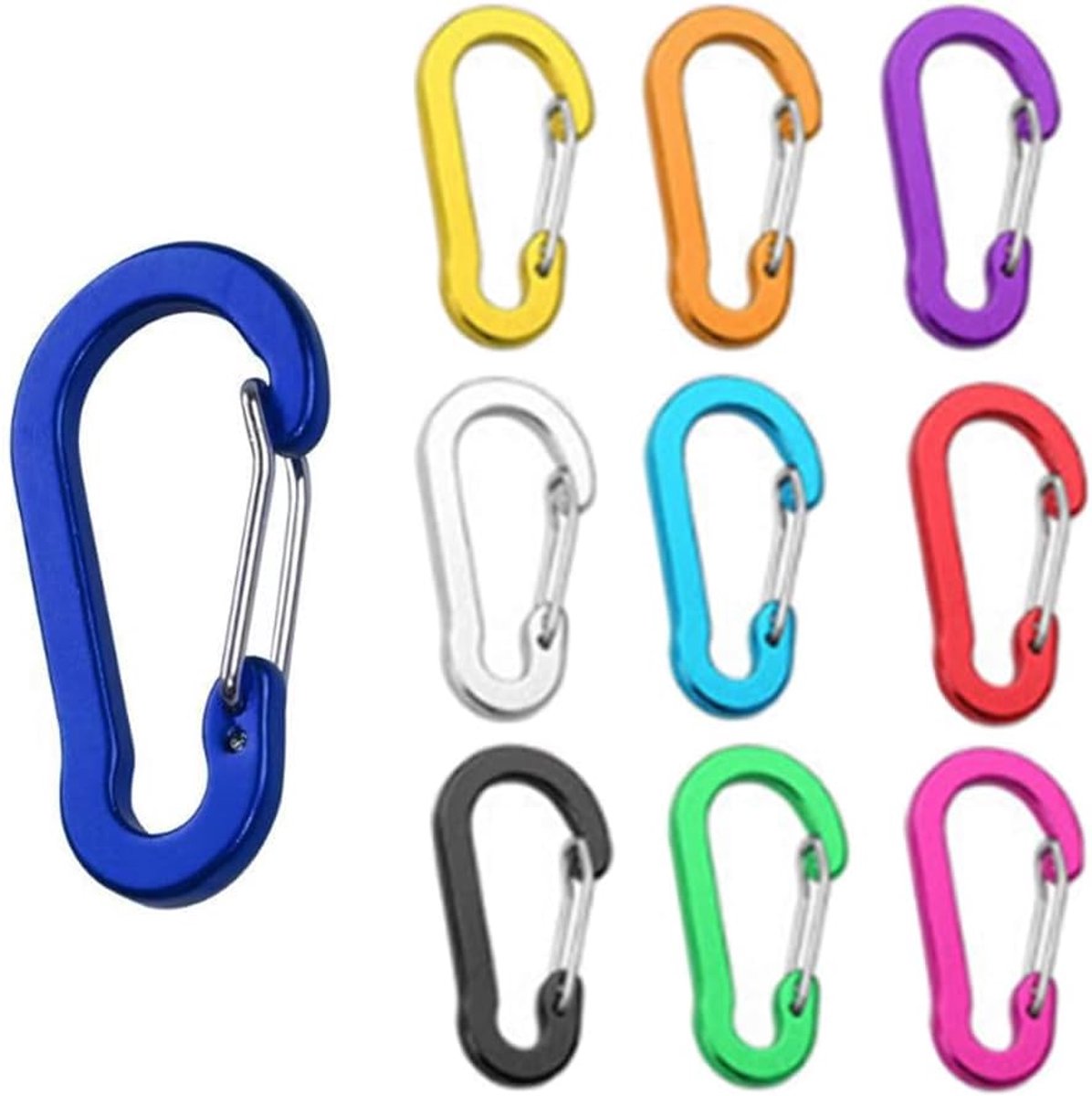 50 stuks karabijnhaken, kleine sleutelhangers, aluminiumlegering, karabijnhaken, sleutelhangers, voor kamperen, vissen, wandelen of reizen