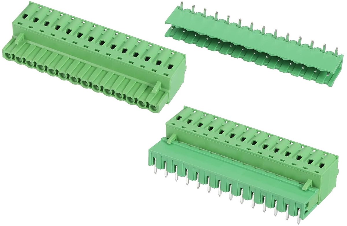 2 sets met schroefklemmen, voor printplaatmontage, 14-polig, 5,08 mm, zonder solderen, 2EDGKD, stekker en bus, voor 28-10 AWG