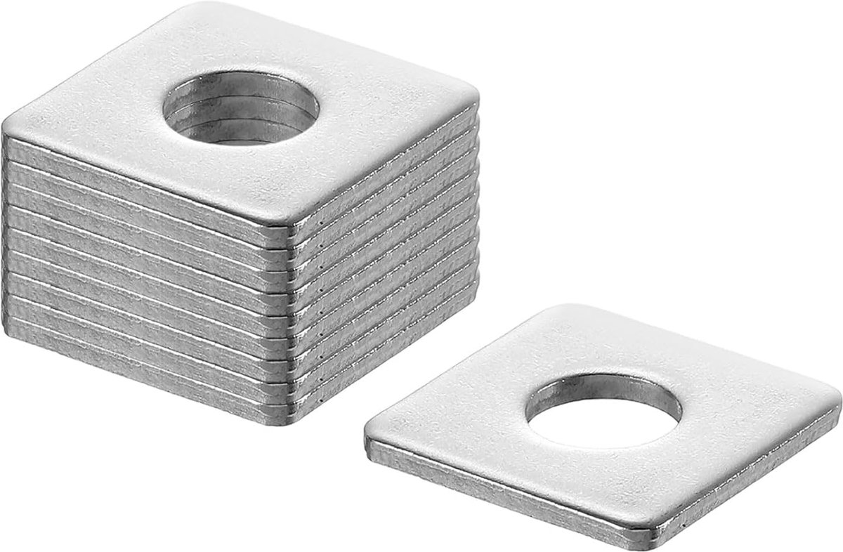 Vierkante sluitring voor 5/16" schroef, 201 roestvrij stalen lagerplaat, platte afstandhouders, afdichting voor machinereparatie, buitenbouw (0,08 inch dikte)