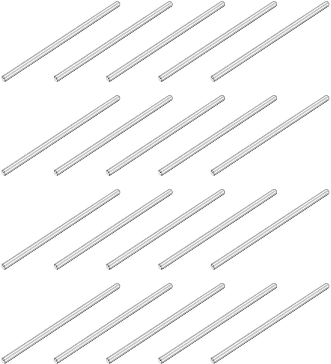 80 stuks M1,5 x 30 mm 304 centreerdoorn van roestvrij staal, cilindrische penhouder voor planken, parallelle pen voor mechanische productie, industrie, meubelinstallatie, zilver