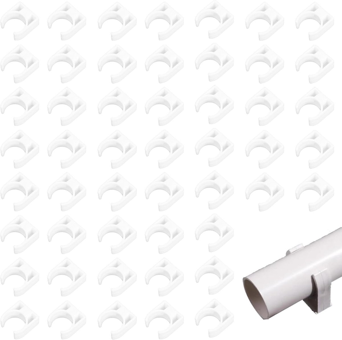 50 stuks 20 mm slangclips, U-houder voor PPR-slang, Irl-buis 20 mm, slangclip voor bevestiging van waterslangen, gas, kunststof, slangclips voor werkplaatsen, bouwplaatsen (grijs)