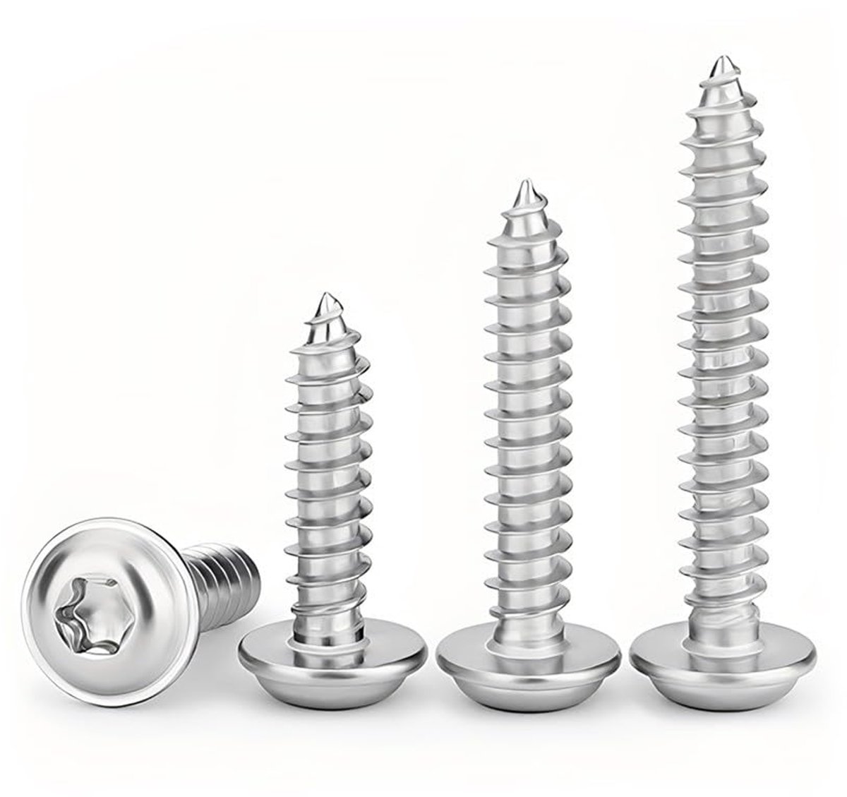 X (10-30 mm) platte kop houtschroeven Torx - roestvrij staal A2 V2A plaatschroeven Torx met schijf platte kopschroeven volledige schroefdraad, M4 x 20 mm (20 stuks)