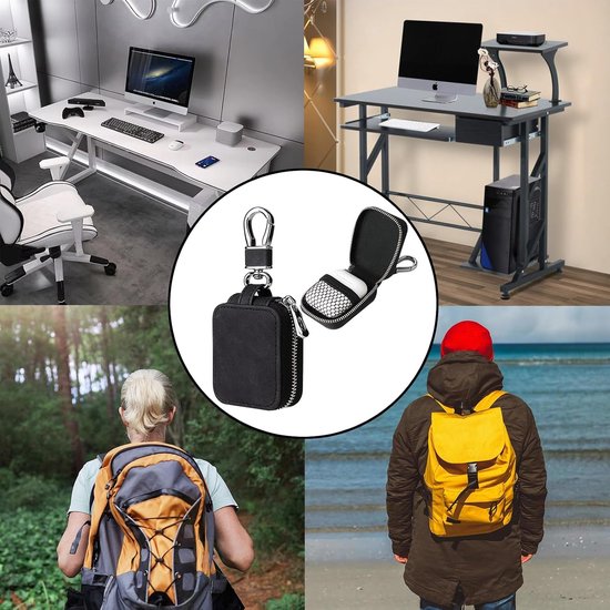 case met karabijnhaak, lichtgewicht, stootvaste beschermhoes voor draadloze in-ear hoofdtelefoon, krasbestendig en eenvoudig te transporteren, voor reizen en outdoor-activiteiten — afbeelding 2