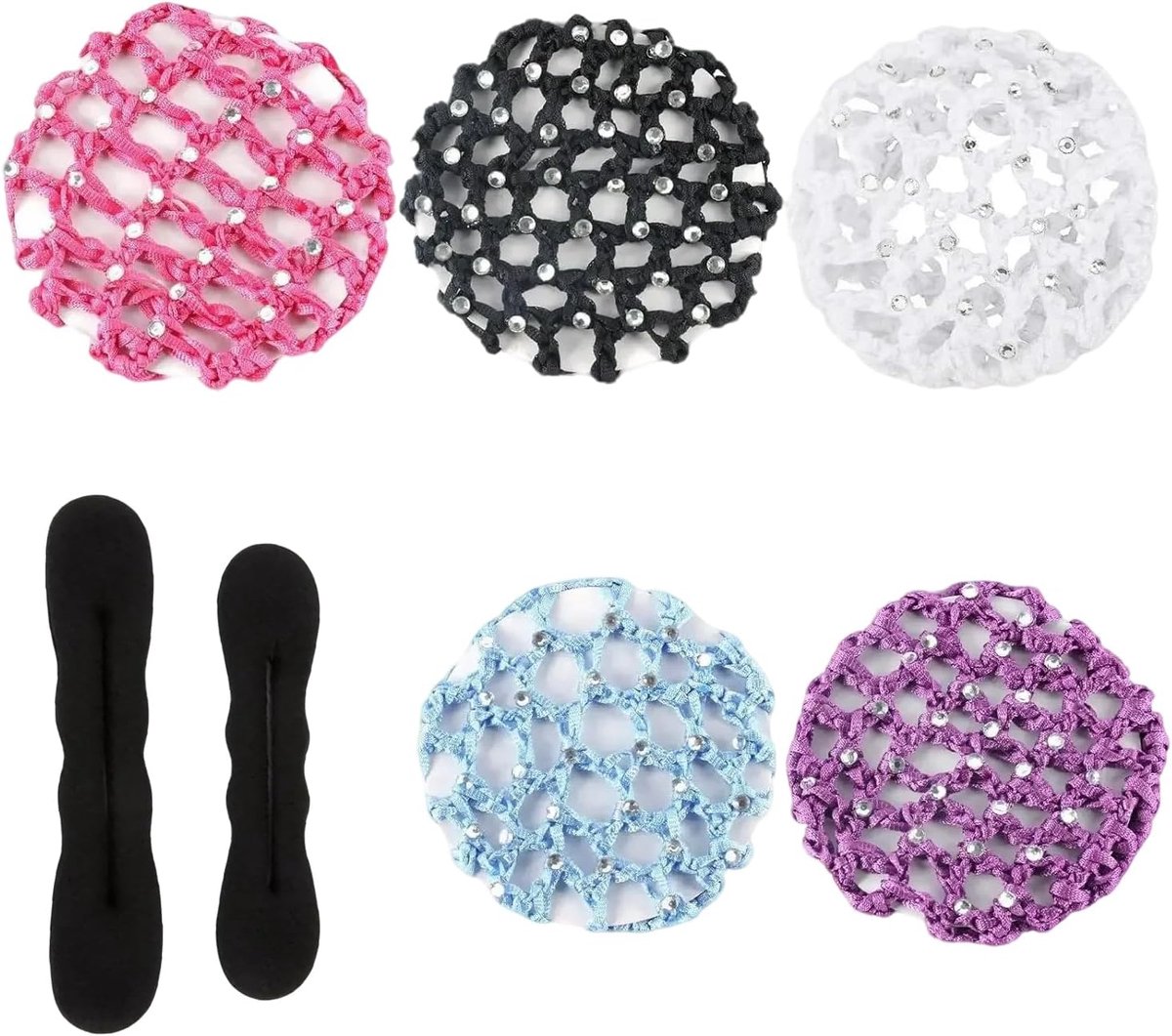 7-delige haarnetset met knotformer, 5 onzichtbare haarnetjes en 2 knotkussens voor vaste kapsels, ballet, kinderen en volwassenen (kleurkeuze)