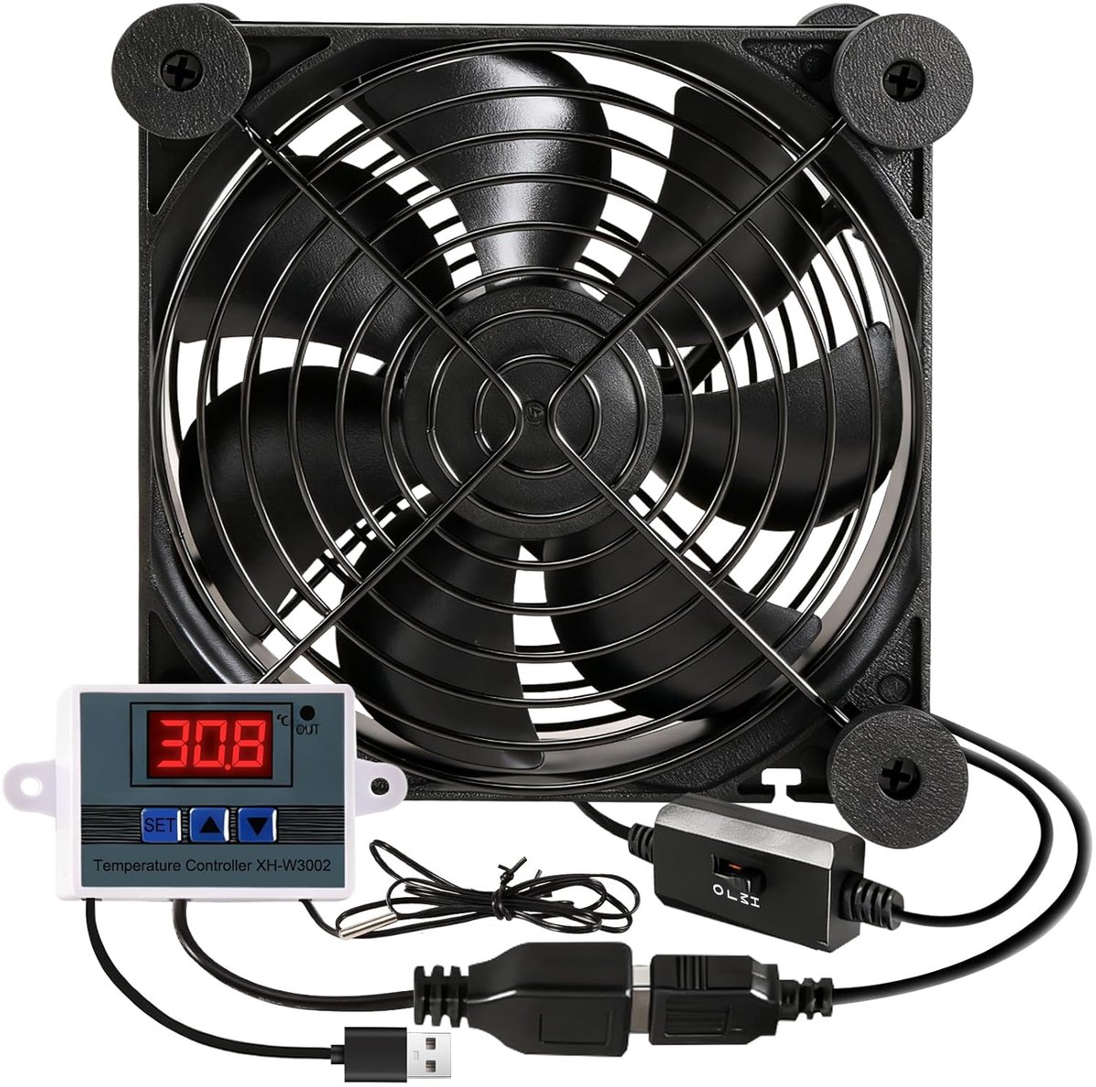 120 mm met digitale temperatuurregelaar, stille computerkoelventilator, dual kogellagers, behuizingsventilator, 3 instelbare ventilatoren voor CPU, laptop, PS5, router