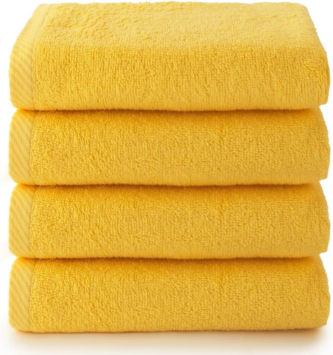 Badhanddoeken 30 x 50 cm - 100% katoen - zacht en snel drogend - set van 4 - lemon - SnelShoppen