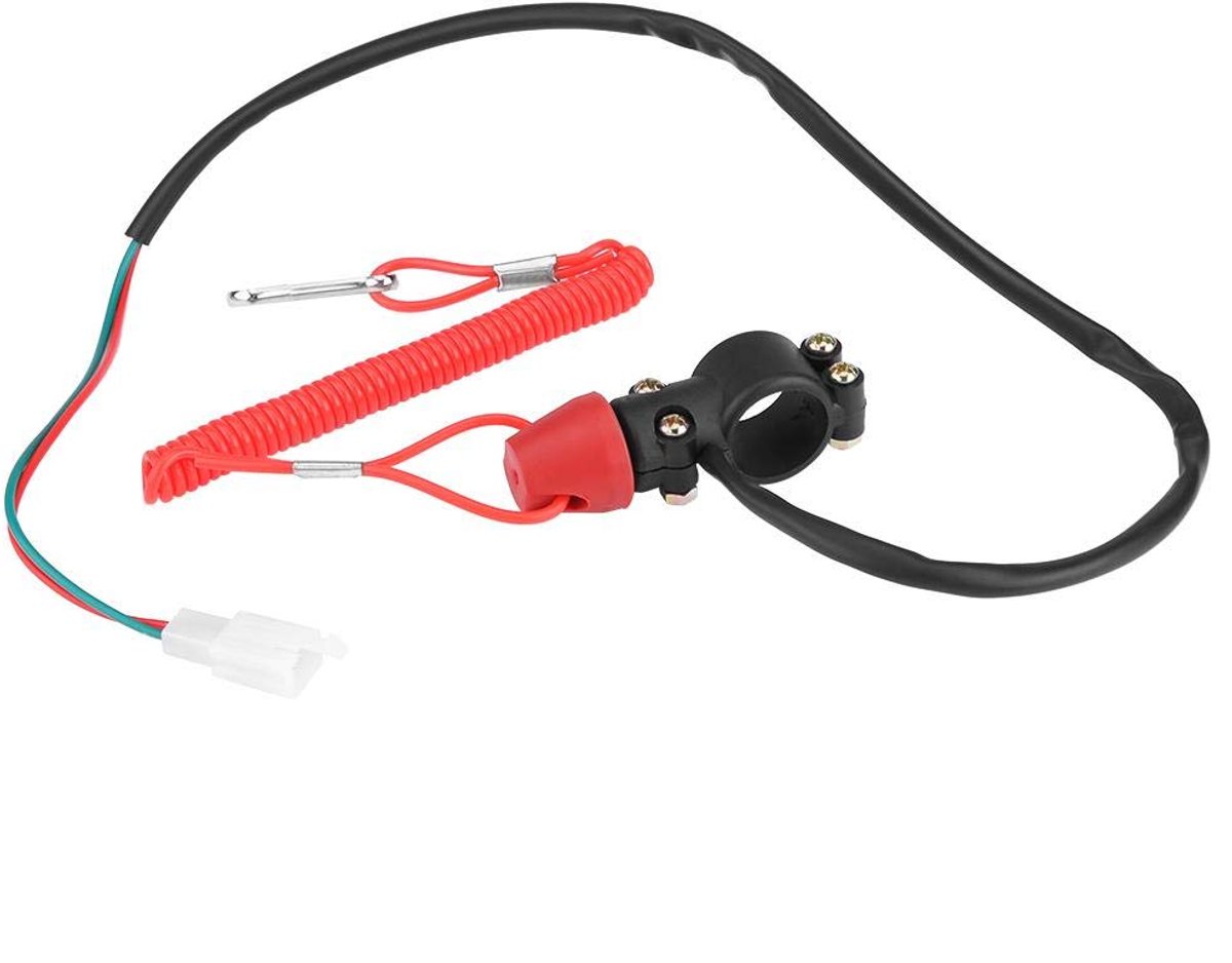 Motorstop schakelaar 22mm - waterdicht kunststof - met veiligheidslijn - voor motorboot - SnelShoppen