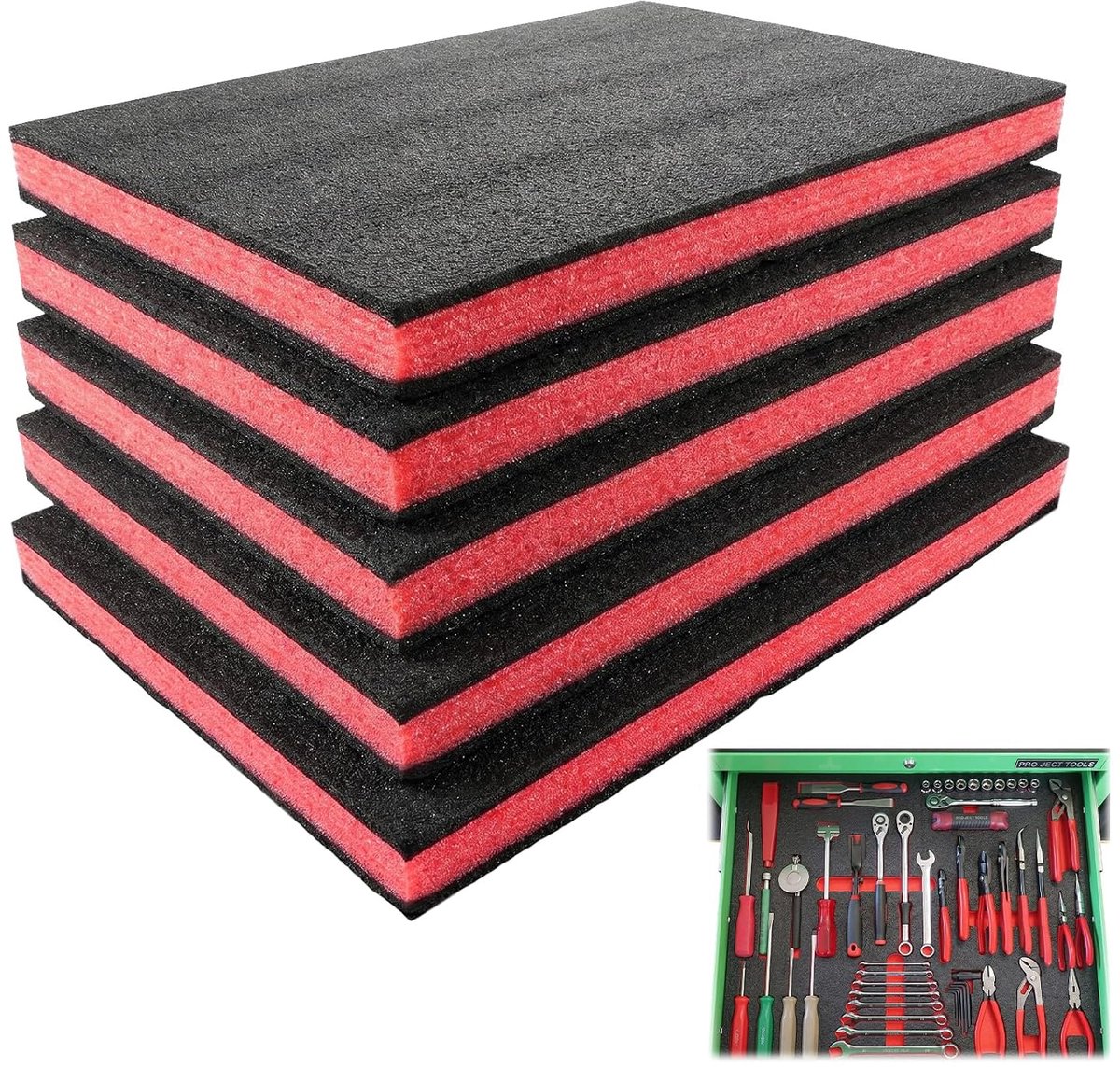 Schuimstof op maat gesneden 40 x 30 x 4 cm - polyethyleenschuim - voor gereedschapskisten - optimaal beschermend - SnelShoppen