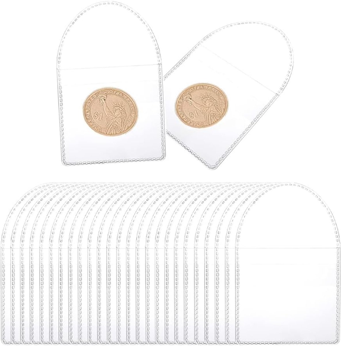 Munttasjes set 50 stuks - transparant plastic - voor munten en collectibles - eenvoudige toegang tot je verzameling - SnelShoppen