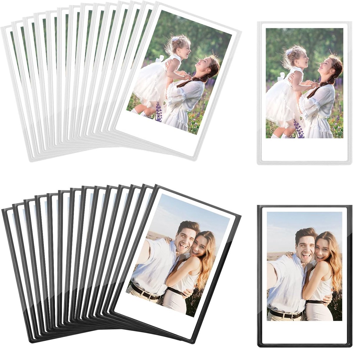 Magnetische fotolijsten 30 stuks - zwart en wit - hoogwaardige bescherming - ideaal voor koelkast en bureau - SnelShoppen