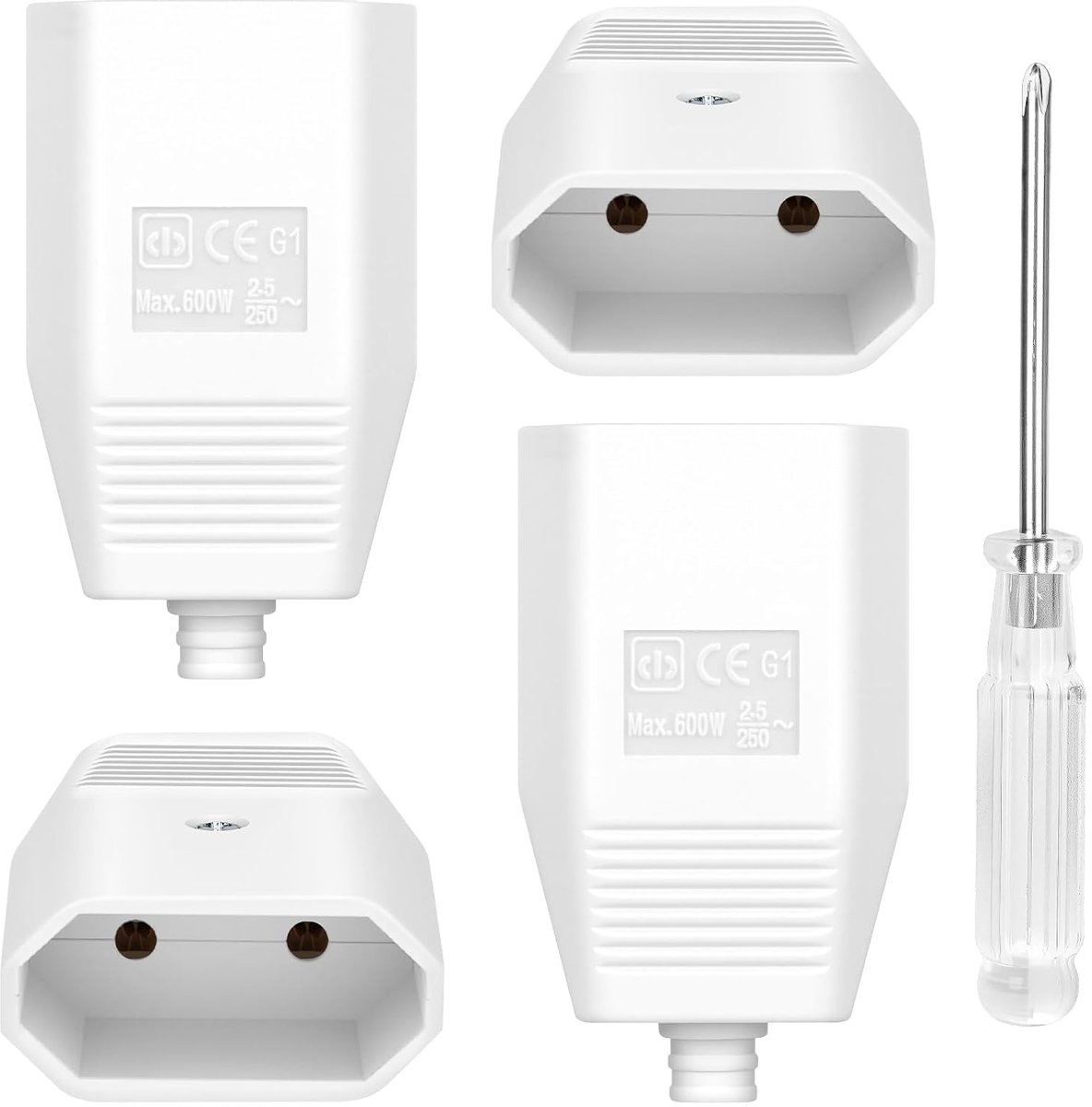 Eurostekker koppeling 4 stuks - Schuko 250 V 2.5 A - IP44 waterdicht - Voor binnen- en buitengebruik - SnelShoppen
