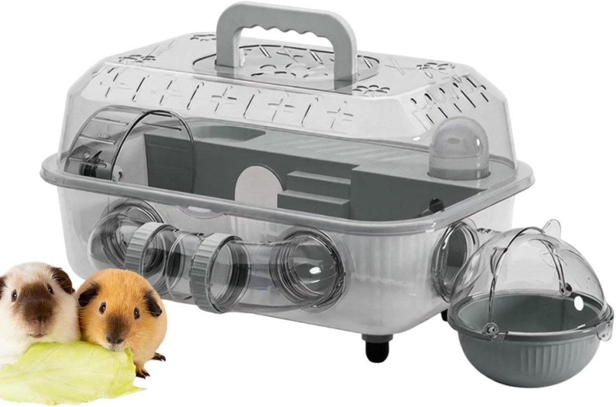Hamsterkooi met Tunnel - Dierenverblijf Muizenkooi - Actieve Speelomgeving - Transparant 360 Graden Zicht