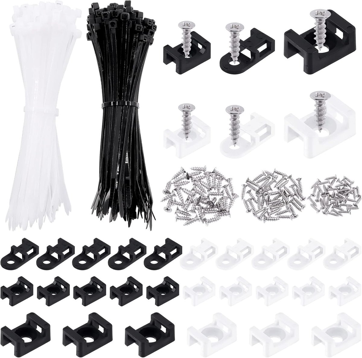 Kabelbinders 480pcs - Zwart en Wit - Zelfsluitend - Ideaal voor ordelijke bedrading - SnelShoppen