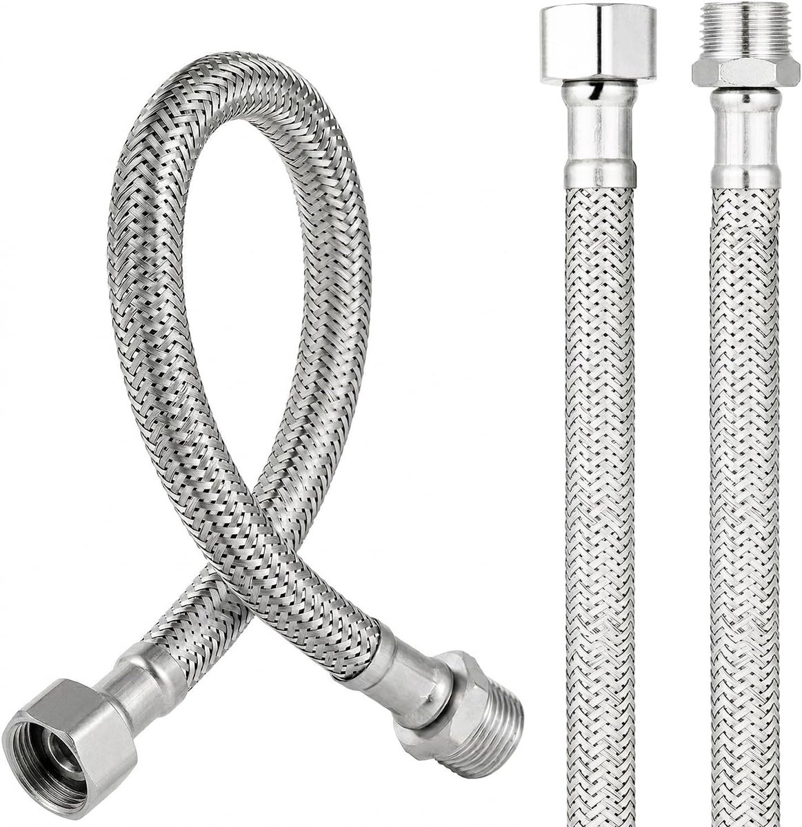 Flexibele slang 3/8 inch - 304 roestvrij staal - duurzame gevlochten buitenlaag - SnelShoppen