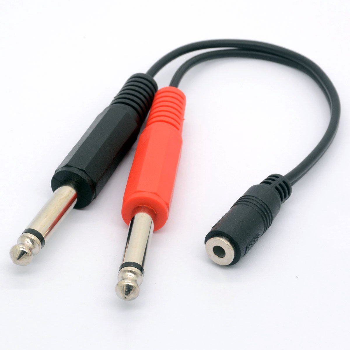 CentBest 0.3cm (Mini) 1/8 inch TRS Socket Stereo to 2 Double 1/4 Inch 6.3mm Mono TS Y Male Splitter Cable Adapter - ShopVlot