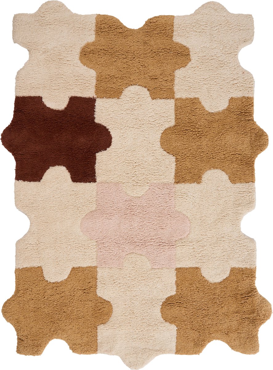 JIGSAW - Kindervloerkleed - Meerkleurig - 90 x 120 cm - Katoen
