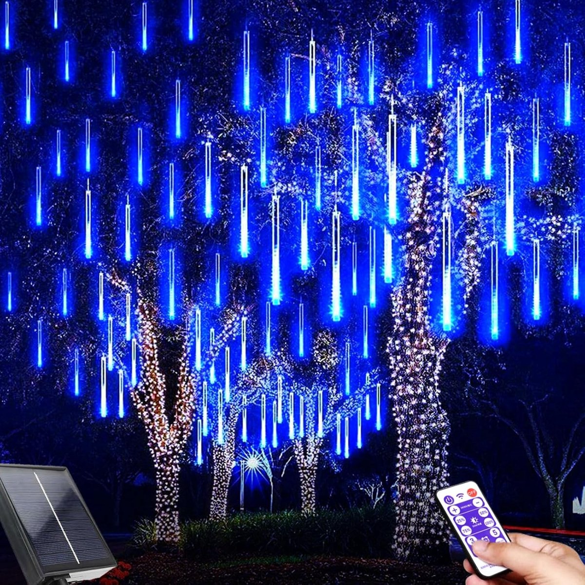 LED meteor shower fairy lights 10 tubes - 240 LEDs - met afstandsbediening - voor tuin en feestdecoratie - ShopVlot