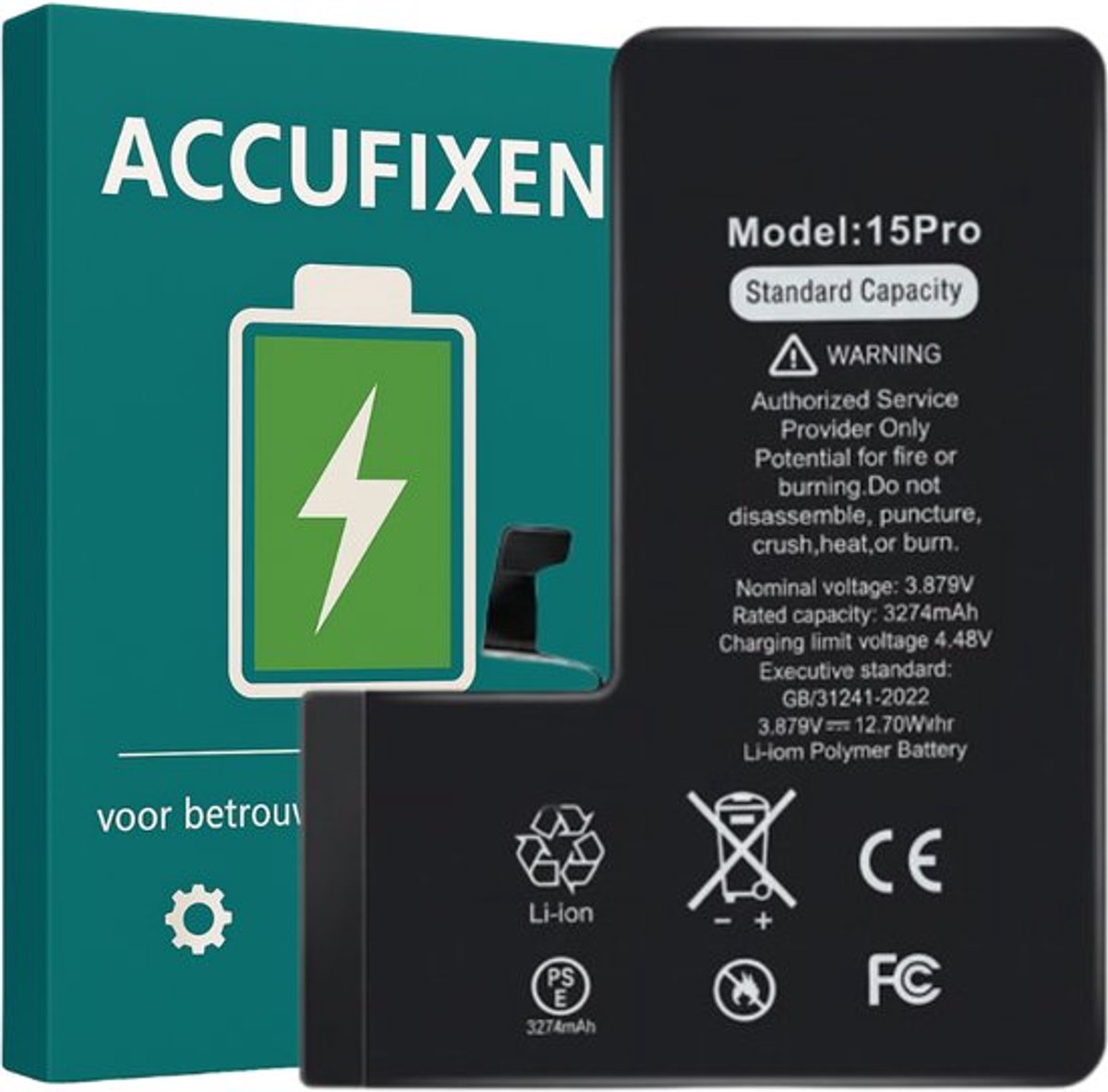 iPhone 15 Pro Batterij - voor Reparatie - A+ Kwaliteit - met Batterijsticker