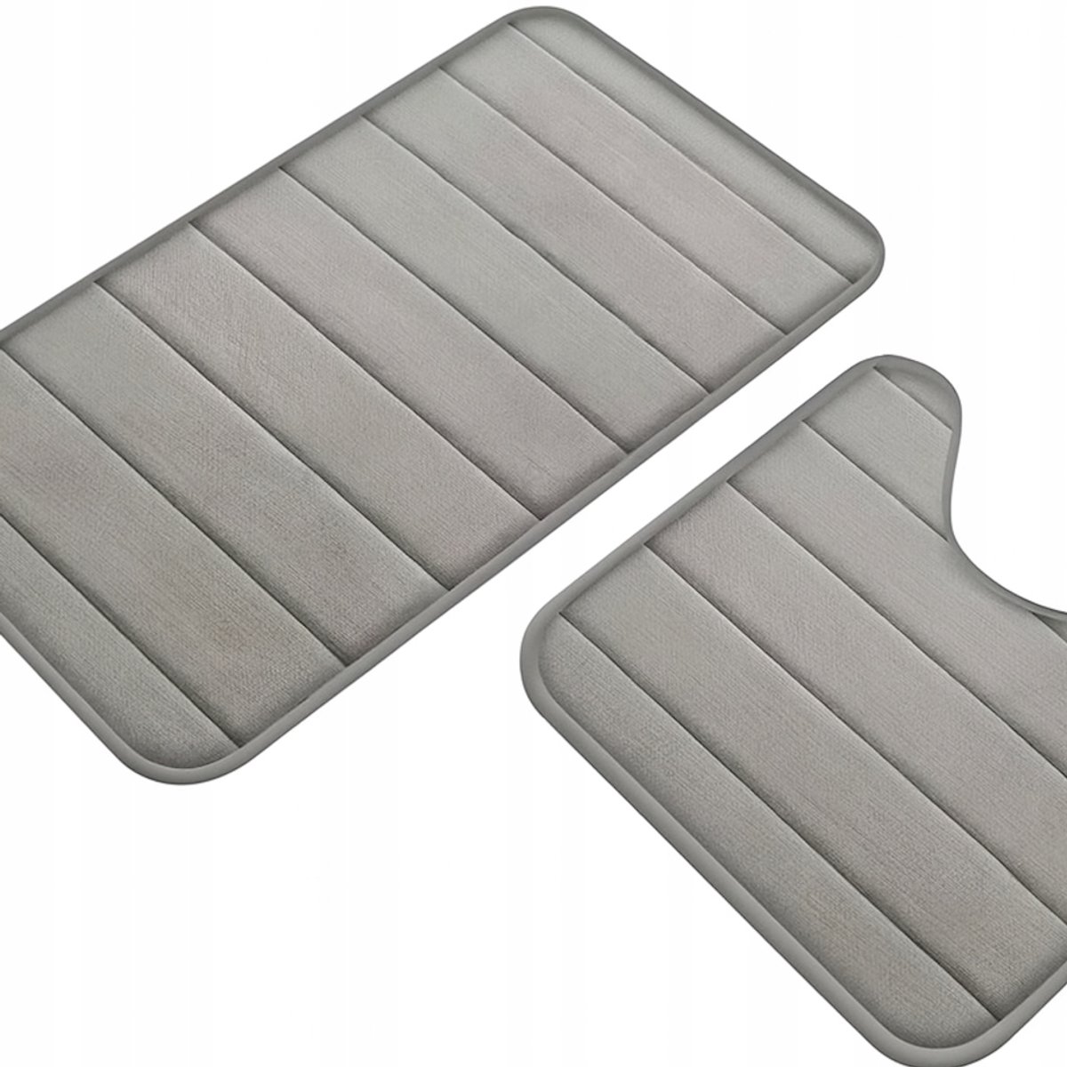 Grijze badkamerset: 2x antislip vloerkleed, 40x50 & 40x60 cm