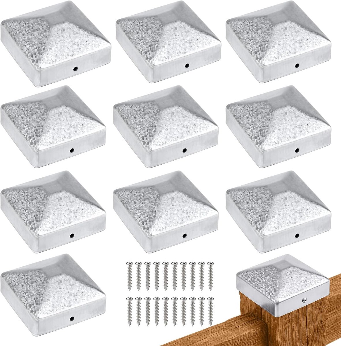 Sokkels voor houten palen 7 × 7 cm - vierkante metalen palen - weerbestendig en roestbestendig - ideaal voor omheining - ShopVlot