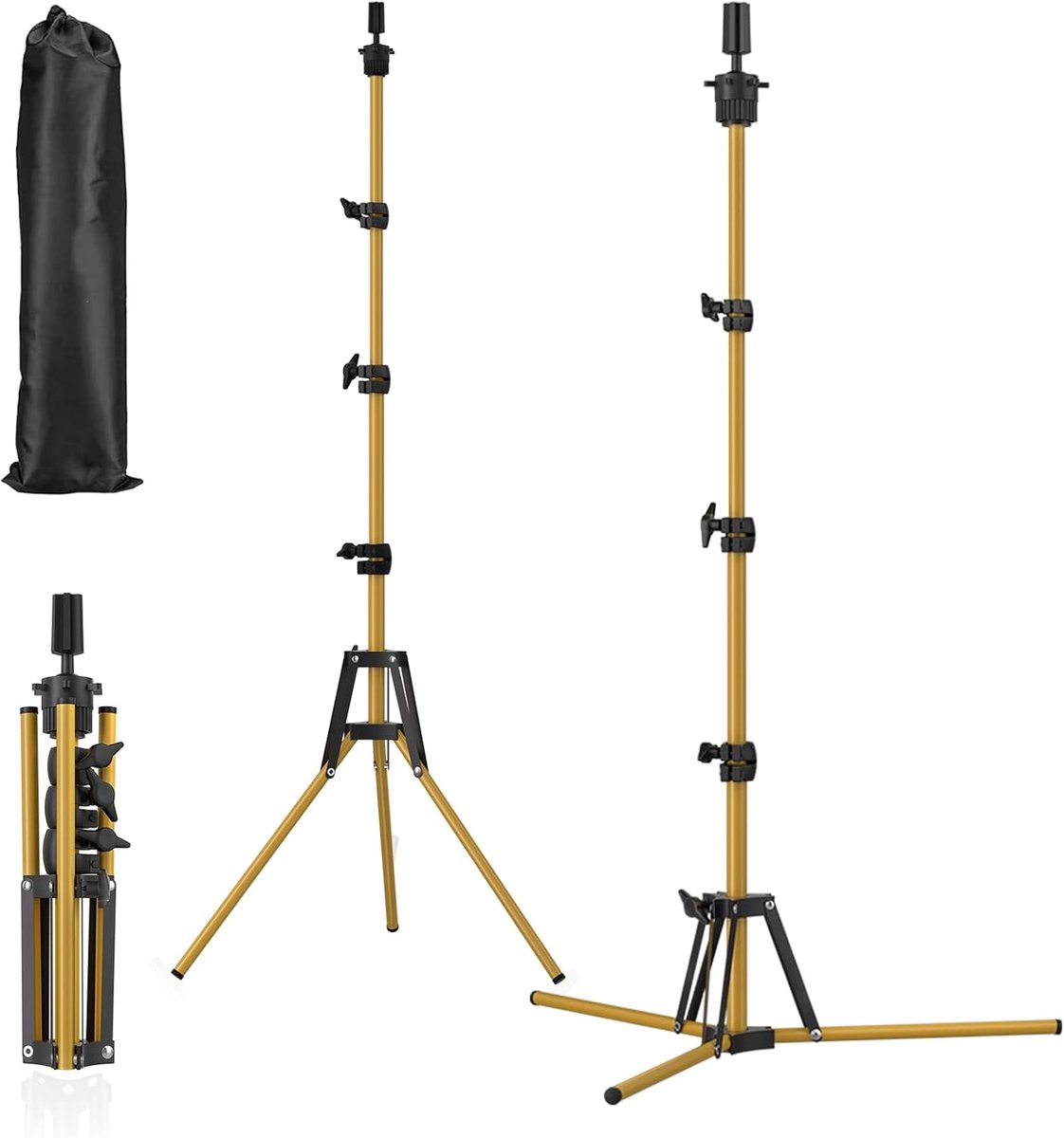 Wig Stand 50cm-63" Hoogte Verstelbaar - Versterkt RVS - Geschikt voor Oefenkoppen - ShopVlot