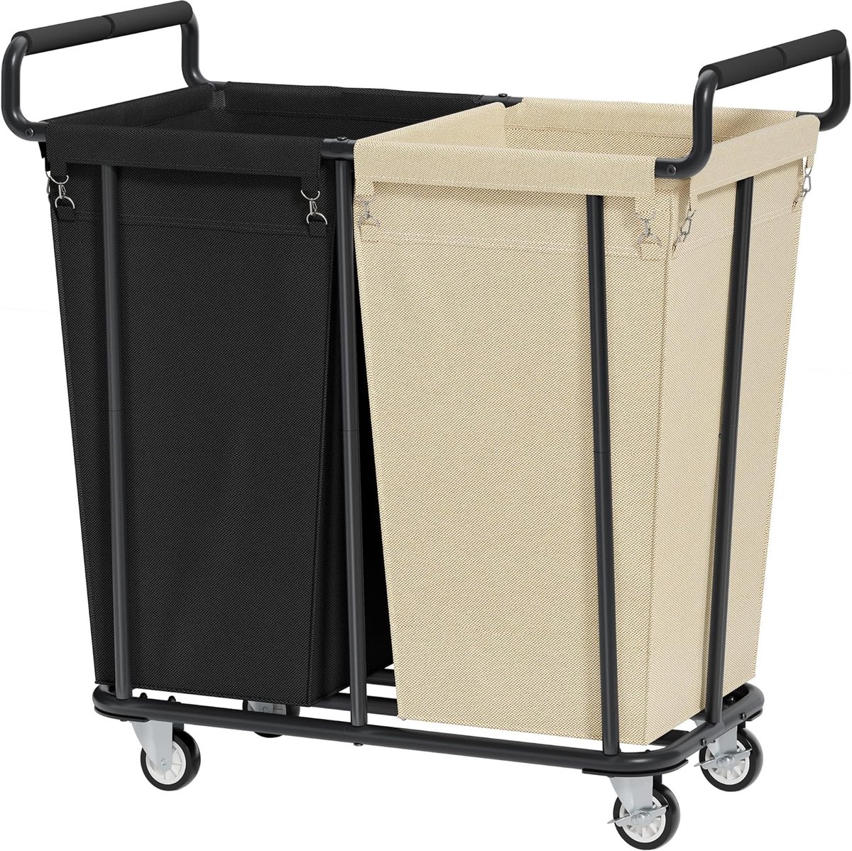 Wasmand met wielen 360L - Grote rollende wasmand - 2 zakken voor scheiding - Ideaal voor gezin - ShopVlot