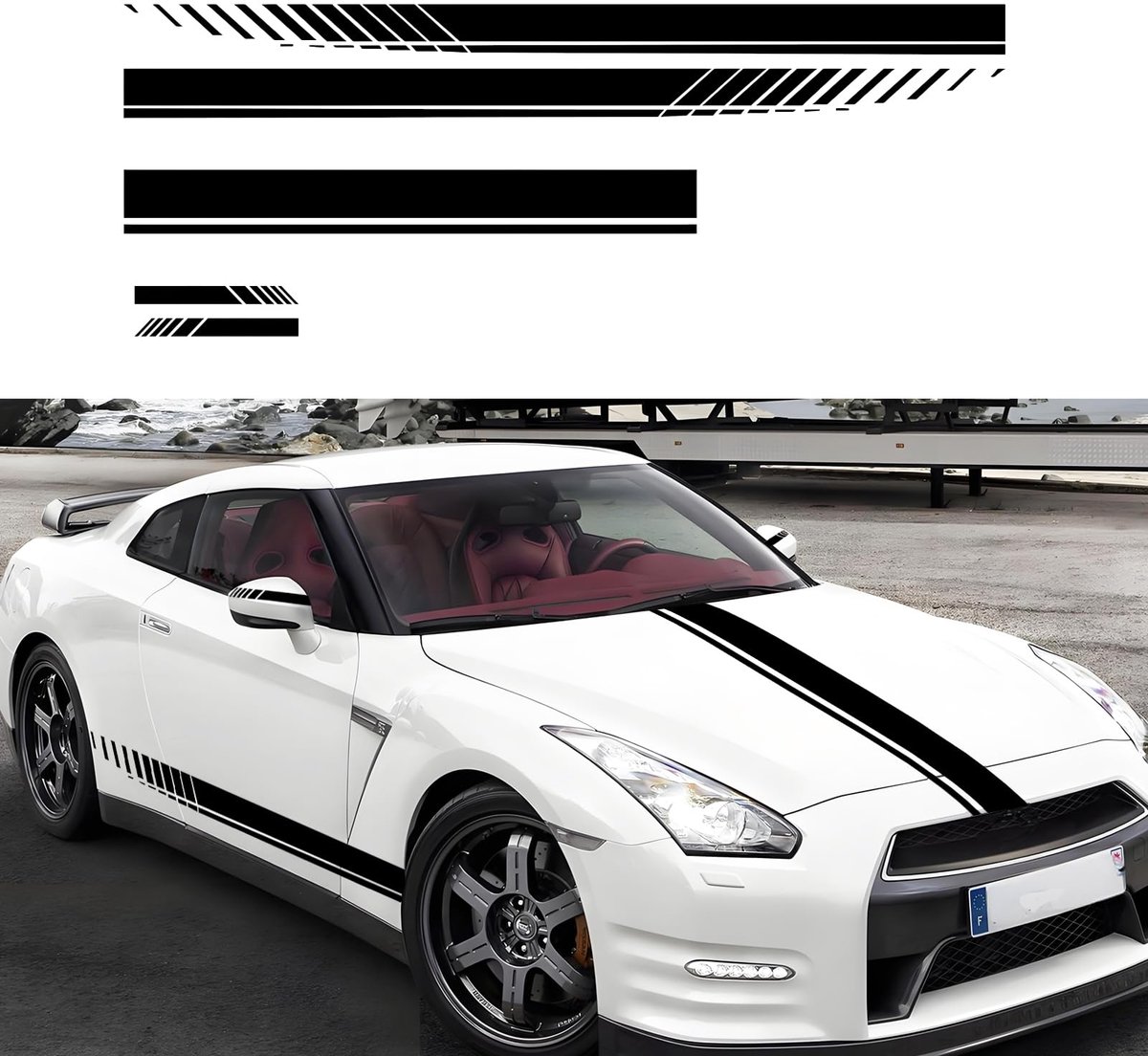 Racing strepen sticker set 5 stks - waterdicht vinyl - stijlvolle decals - voor auto exterieur - ShopVlot