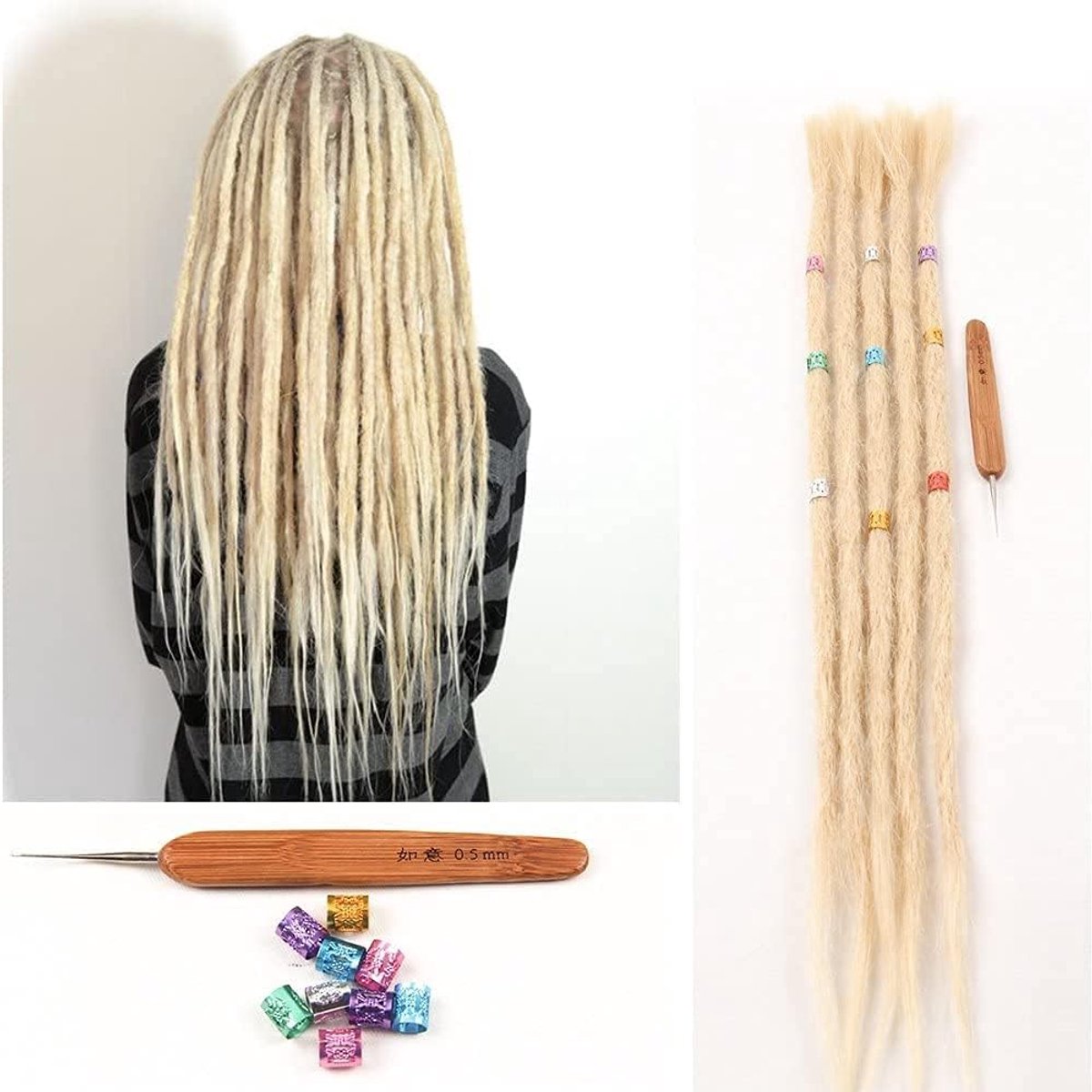 Dreadlock Haarextensions 50 cm - 100% Echt Haar - Handmade Dreadlocks - Perfect voor een unieke look - ShopVlot