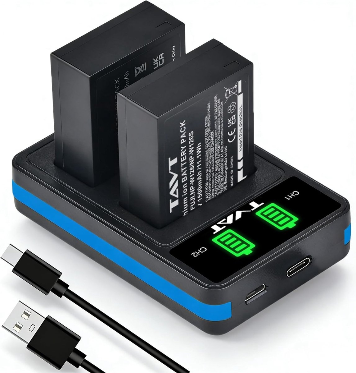 Batterij en oplader NP-W126s - 2 pack - Geschikt voor Fujifilm camera's - Meerdere oplaadmogelijkheden - ShopVlot