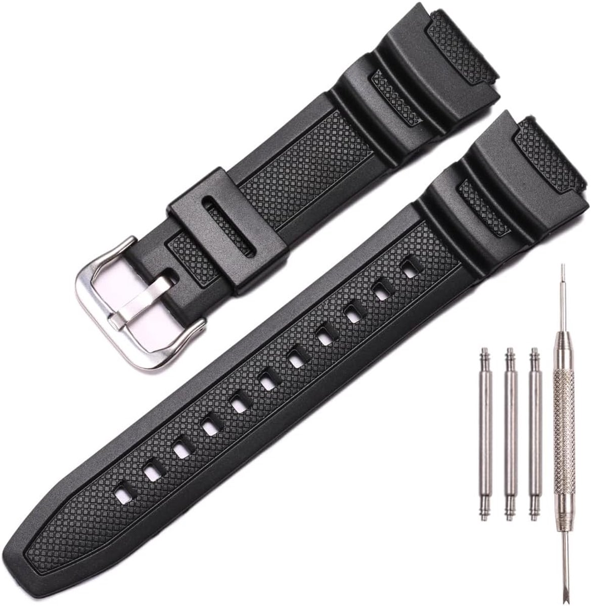 Horlogeband rubber - vervangband voor Casio AE-1000W SGW-300H AQ-S800W W-800H - waterdicht - comfortabele pasvorm - ShopVlot