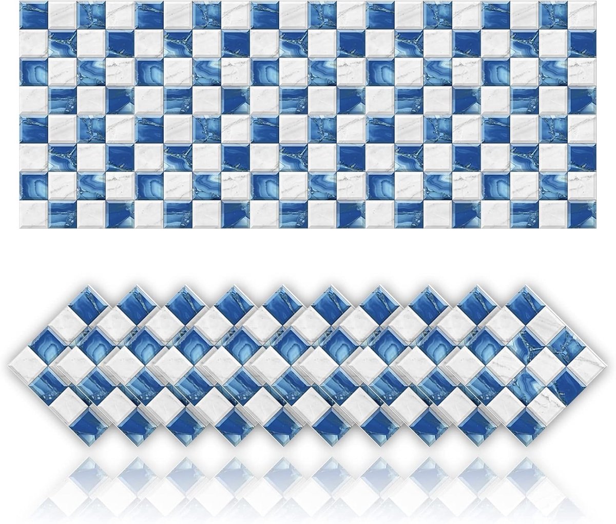 Tegellijmstickers 20x20 cm - Mosaiekstijl - Waterproof PVC - Decoratieve wandbedekking voor badkamer en keuken - ShopVlot