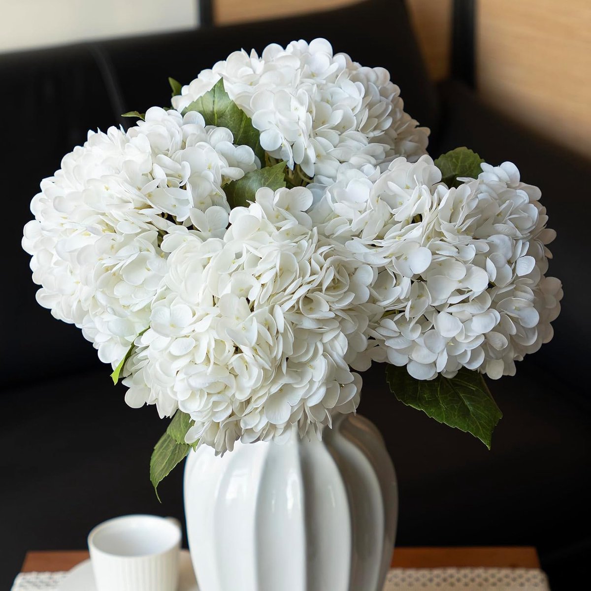 Kunstbloemen Hydrangea - Grote Latex Boeket - 4 Stuks Wit - Perfect voor Bruiloft en Thuisdecoratie - ShopVlot
