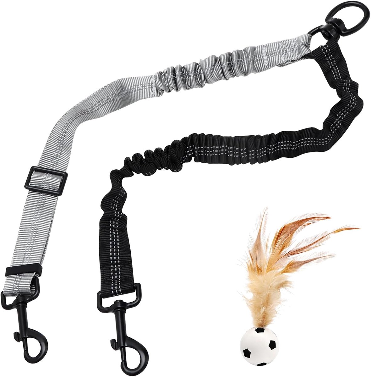 Dubbele hondenriem - Verstelbare reflecterende bungee - Veiligheid riem voor 2 honden - ShopVlot