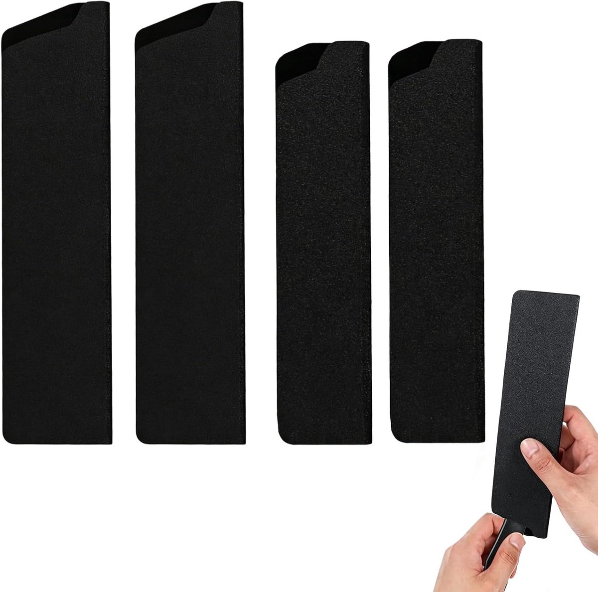 Mesbeschermers 4 Stuks - Velours Binnenvoering - Universele ABS Kunststof - Bescherming voor Koksmes en Santoku - SnelShoppen