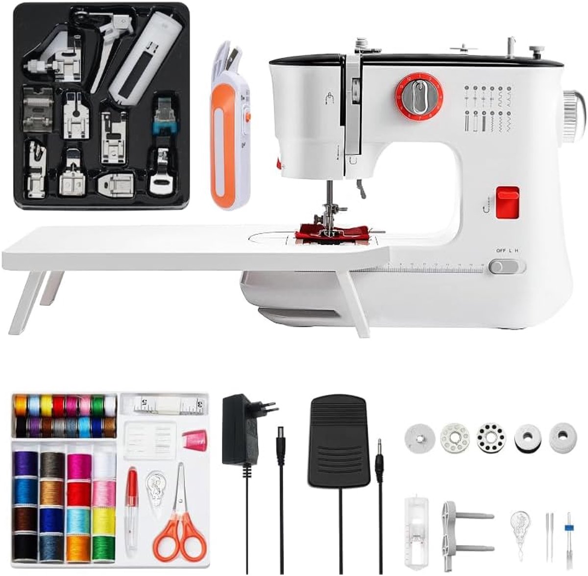 Draagbare elektrische naaimachine - 12 stikpatronen - dubbel draad - ideaal voor beginners - SnelShoppen