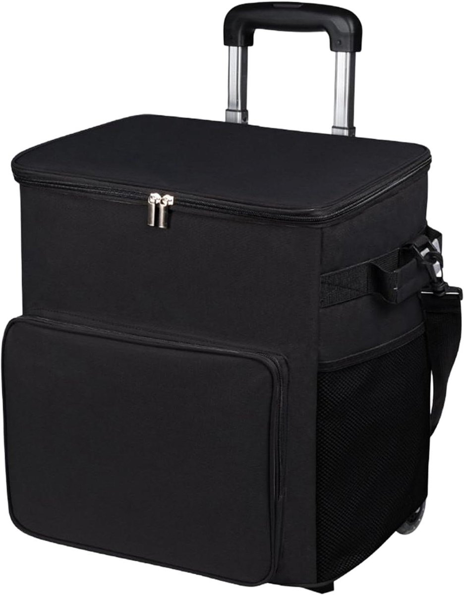 Rollende Koelbox - Koeler Trolley - Buitenactiviteiten - Waterdichte Isolatie - 35 Liter - Zwart