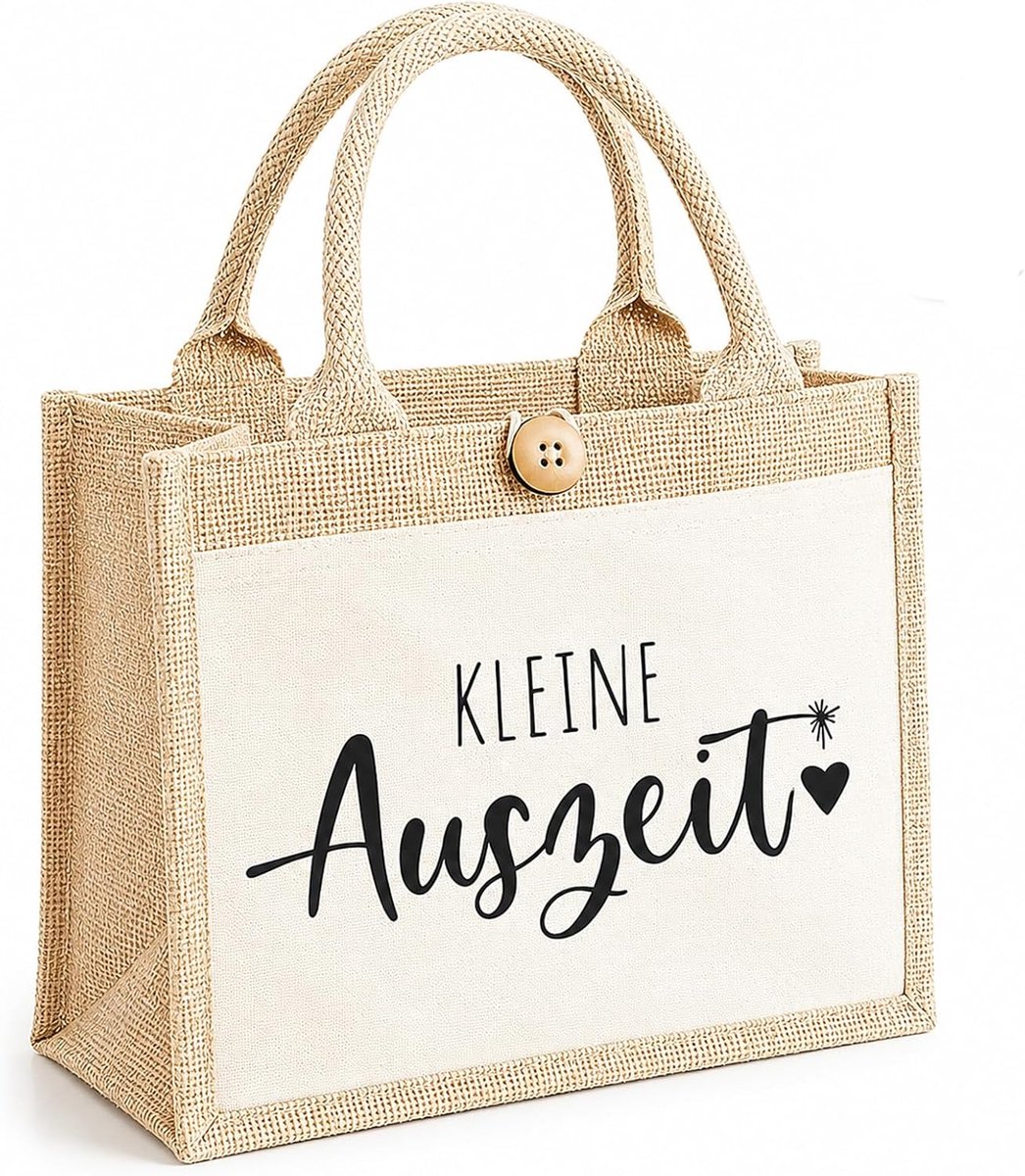 Jute tas dames cadeau - kleine uittijd tas - met spreuk - ideaal voor ontspanning - SnelShoppen