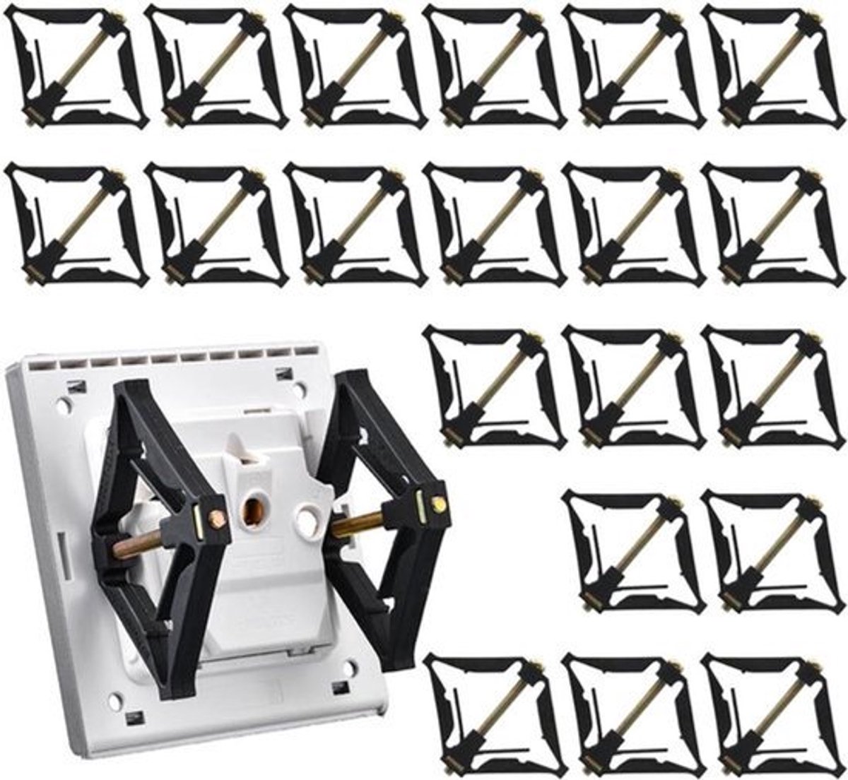20 Stuks Schakelaar Cassettes Reparatie Steunbalk Houder met Schroef voor Cassette Reparatie voor Wand Schakelaar Reparatie Kit Elektrische Kast Gebroken Haak Houder Zwart A