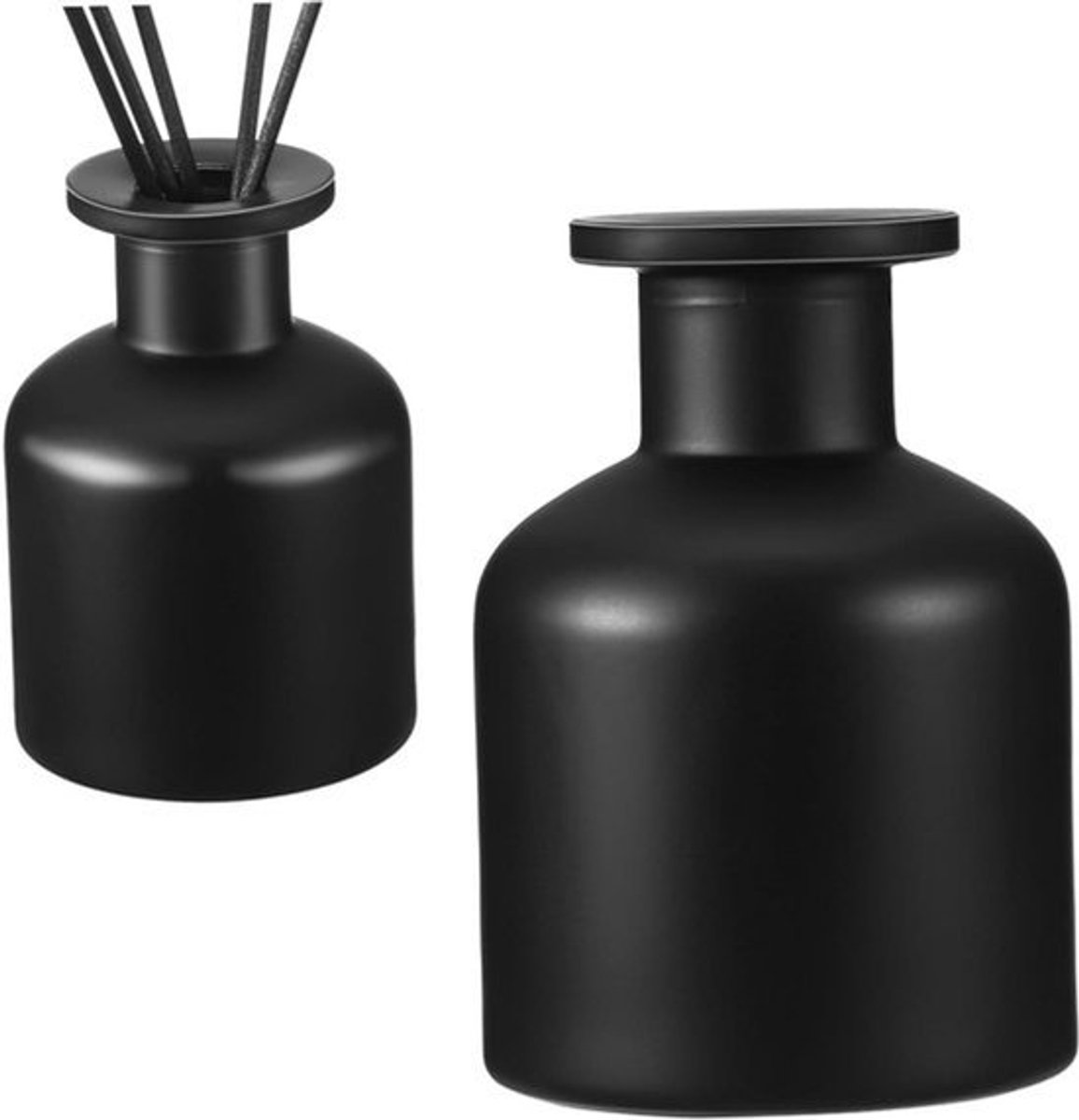 2-Pack 150ml Zwarte Riet Diffuser Flessen - Glazen Aromatherapie Containers Premium - Ideaal voor Etherische Oliën DIY Ambachten Decor - Elegante Lege Geuraccessoires Mat