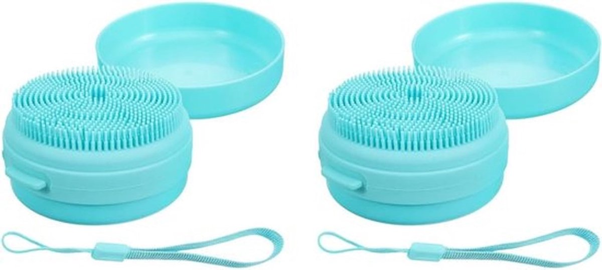 Zeepbakje met siliconen lichaamsborstel - Ronde exfoliërende spons voor massage en baden - Praktisch en functioneel badkameraccessoire