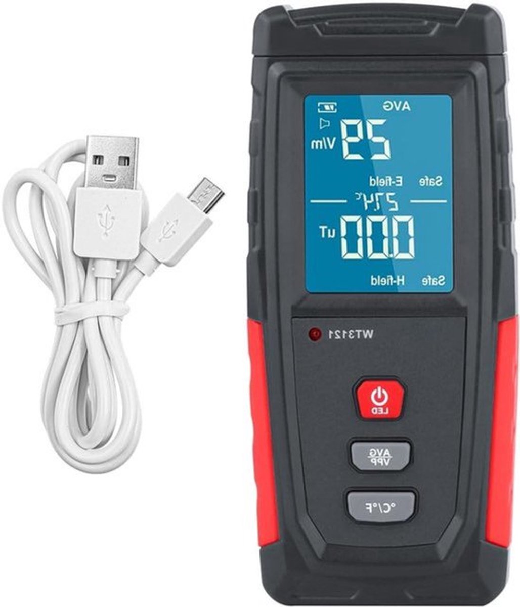 Emf Meter Oplaadbaar - Elektromagnetische Stralingsdetector voor Thuis en Buitenshuis - Handheld Draagbare Teller