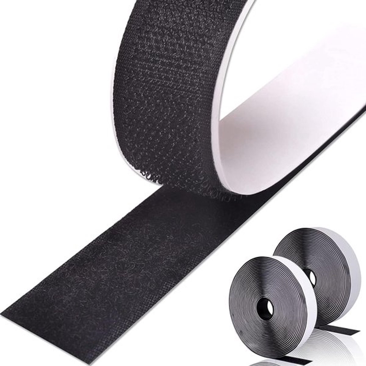 Klittenband Zelfklevend - 20mm x 25M - Extra Sterk - met sluiting - Grip - klittenband - Dubbelzijdig - Zwart